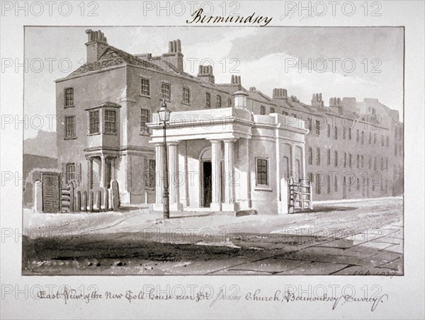 East view of the new toll house near St James' Church, Bermondsey, London, 1827. Artist: John Chessell Buckler