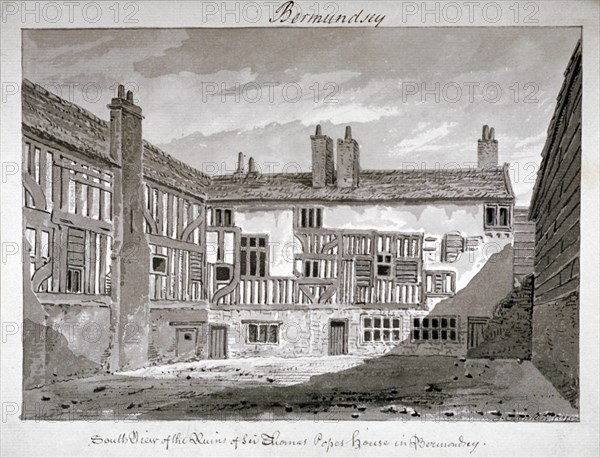 South view of the remains of Thomas Pope's house, Mill Lane, Bermondsey, London, 1808. Artist: John Chessell Buckler