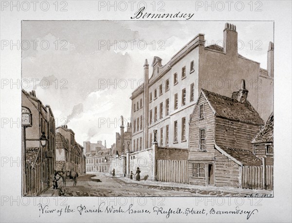 Parish Work House, Tanner Street, Bermondsey, London, 1828. Artist: John Chessell Buckler