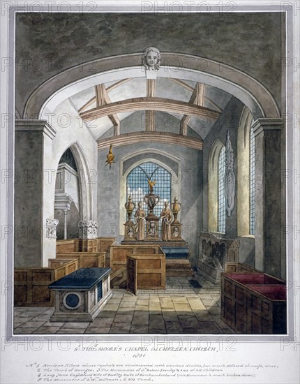 Sir Thomas More's Chapel, Chelsea Old Church, London, 1801. Artist: Anon