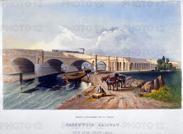 Greenwich Railway, Deptford, London, 1836. Artist: GF Bragg