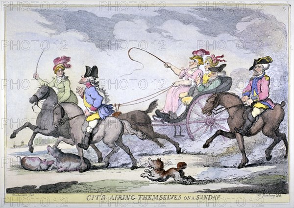 'Cits Airing Themselves on a Sunday, 1809. Artist: Thomas Rowlandson