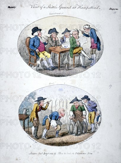 'View of a Skittle Ground at Hampstead', 1813. Artist: George Cruikshank