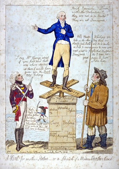 'A hint for another Statue - or, a Sketch of a Modern Weather Cock', 1804. Artist: Anon