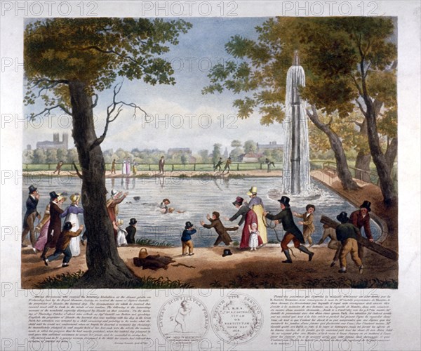 Rescue in Green Park, Westminster, London, 1817. Artist: Anon