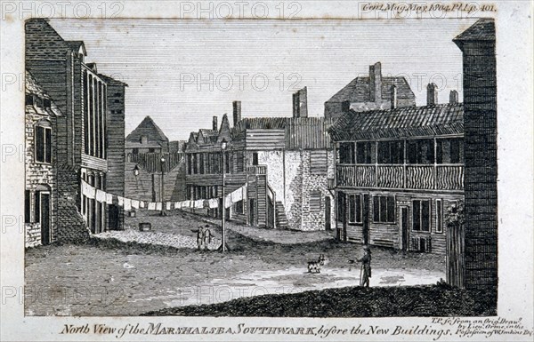 North view of Marshalsea prison on Borough High Street, Southwark, London, 1804. Artist: Anon