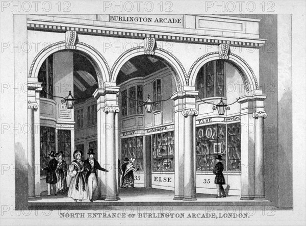 Burlington Arcade, Westminster, London, c1825. Artist: Anon