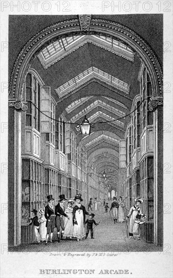 Burlington Arcade, Westminster, London, c1825. Artist: Henry Sargant Storer