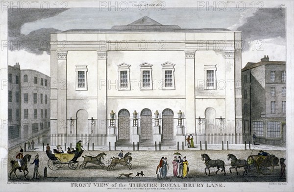 Front view of the Theatre Royal, Drury Lane, Westminster, London, 1812. Artist: Anon