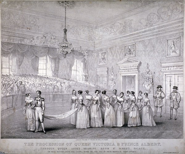 Wedding of Queen Victoria and Prince Albert, St James's Palace, Westminster, London, 1840. Artist: Louis Maria Lefevre