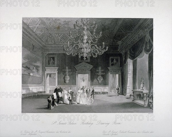 Drawing-room in St James's Palace, Westminster, London, c1840. Artist: Harden Sidney Melville