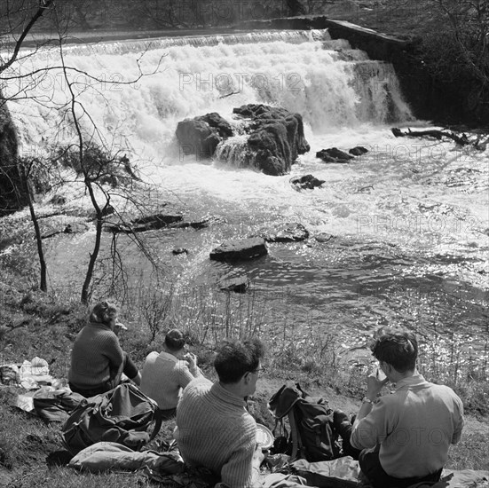 Weir on the River Wye, Monsal Dale, Derbyshire, 1959