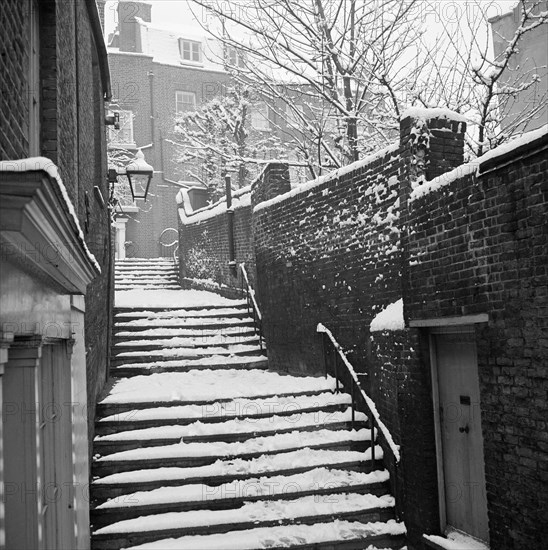Snow-covered steps, Hampstead, London, 1960-1965