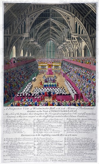 Trial of Lord Lovat, Westminster Hall, London, 1747. Artist: Anon