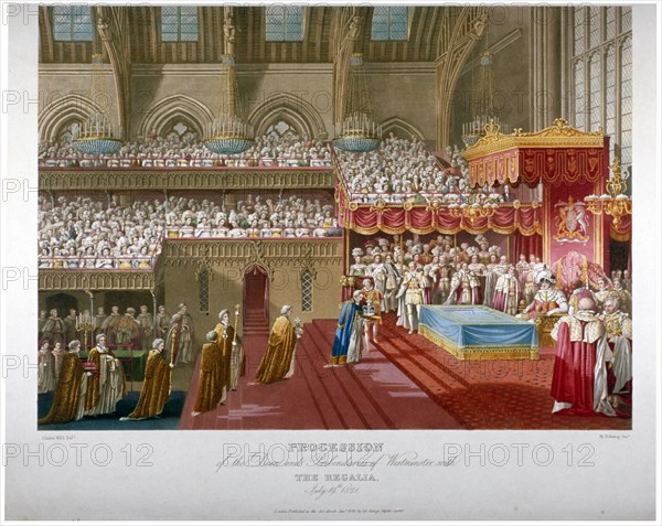 Coronation of King George IV, Westminster Hall, London, 1821 (1824). Artist: Matthew Dubourg