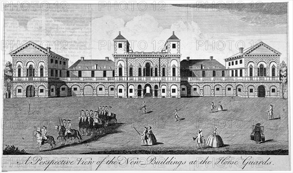 The parade at Horse Guards, Westminster, London, 1752. Artist: Anon