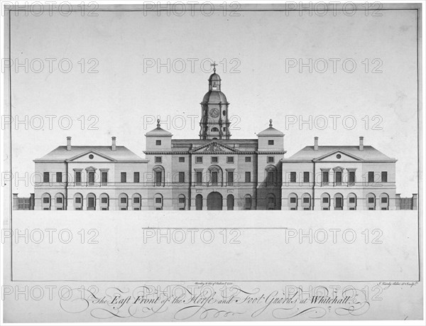 Elevation of the east front of Horse Guards, Westminster, London, 1752. Artist: John Vardy