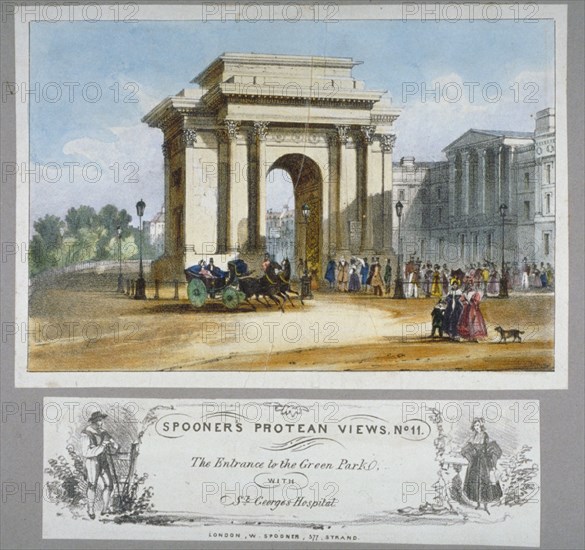 Hyde Park Corner, London, c1835. Artist: William Spooner