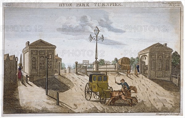 View of Hyde Park Corner Turnpike, Westminster, London, 1792. Artist: Barak Longmate Jr