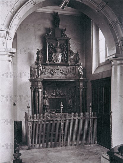 View of the tomb of Thomas Sutton, Charterhouse, Finsbury, London, 1880. Artist: Henry Dixon