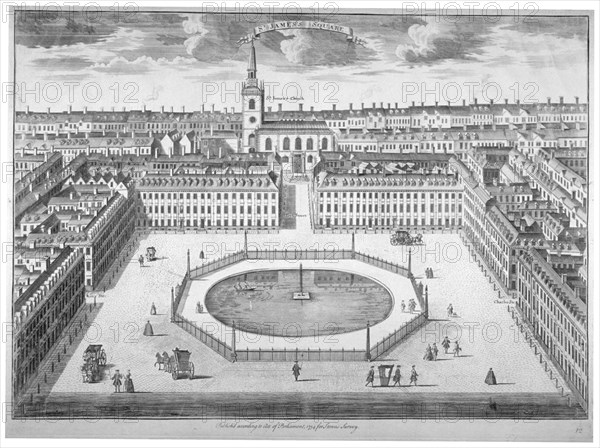 St James's Square from the south, London, 1754. Artist: Sutton Nicholls