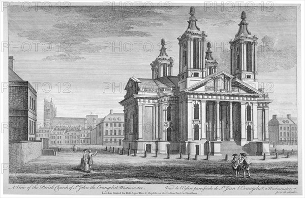 Church of St John the Evangelist, Westminster, London, c1751. Artist: Anon
