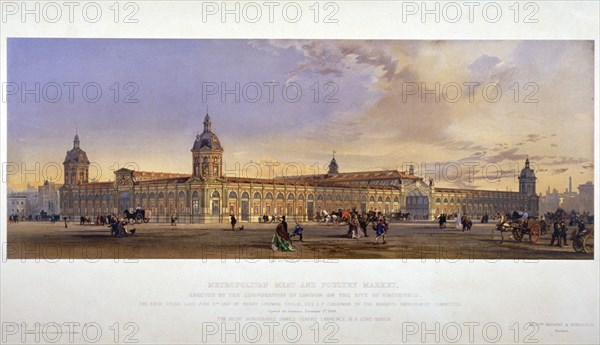 Smithfield Market, City of London, 1868. Artist: Kell Brothers