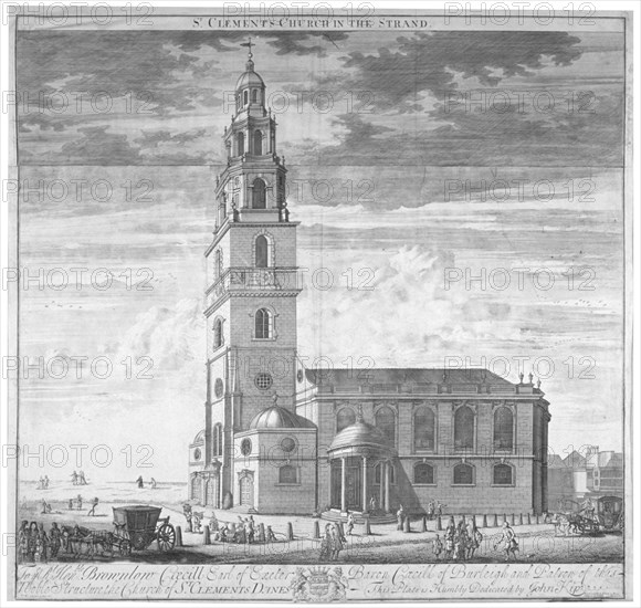 St Clement Danes Church, Westminster, London, c1719. Artist: Johannes Kip