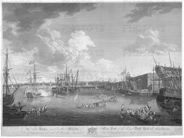 View of the Royal Dockyard, Deptford, London, 1793. Artist: W Woollett