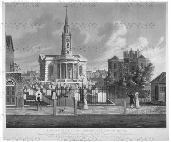 View of St Paul's Church, Deptford, London, 1822. Artist: Matthew Dubourg