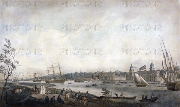 Greenwich Hospital from the Isle of Dogs, London, c1792. Artist: Anon