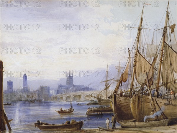 'Old London Bridge and Southwark', c1830. Artist: George B Campion