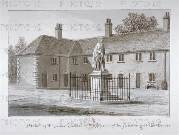 Statue of James Hulbert, St Peter's Hospital, Southwark, London, 1827. Artist: John Chessell Buckler