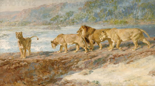 'On the bank of an African river', 1918. Artist: Briton Riviere