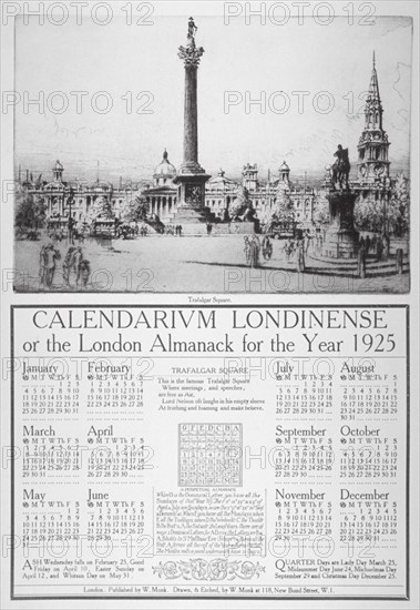 Trafalgar Square, Westminster, London, 1924. Artist: William Monk