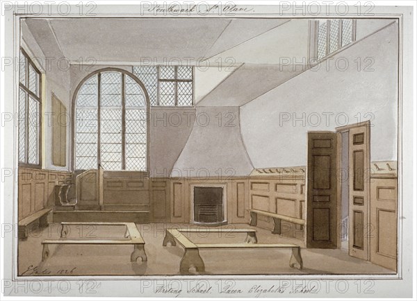 Interior view of St Olave's School on Tooley Street, Bermondsey, London, 1826. Artist: G Yates