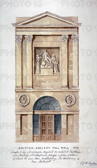 View of the entrance to the British Institution, Pall Mall, Westminster, London, 1819. Artist: Charles James Richardson