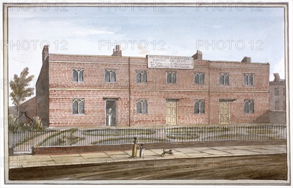 View of Drapers' Almshouses in St George's Fields, Southwark, London, 1825. Artist: G Yates