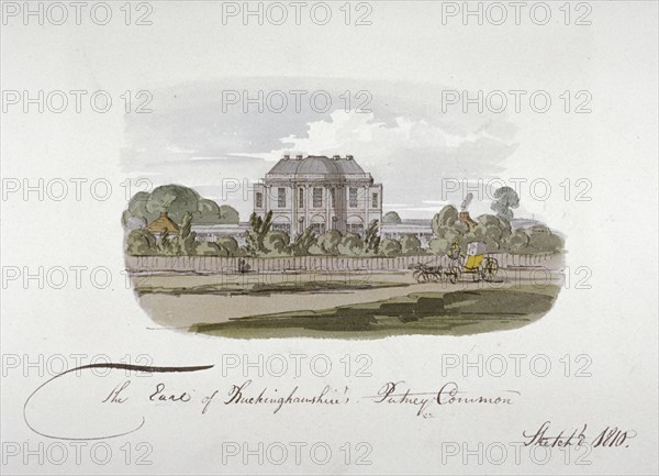 View of the Earl of Buckinghamshire's mansion at Putney Common, London, 1810. Artist: Anon