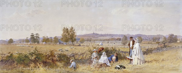 Fields at the back of Holloway Prison, Islington, London, 1859. Artist: John Absolon