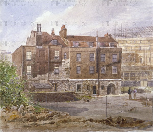 East front of the Almonry office, Middle Scotland Yard, Westminster, London, 1884. Artist: John Crowther