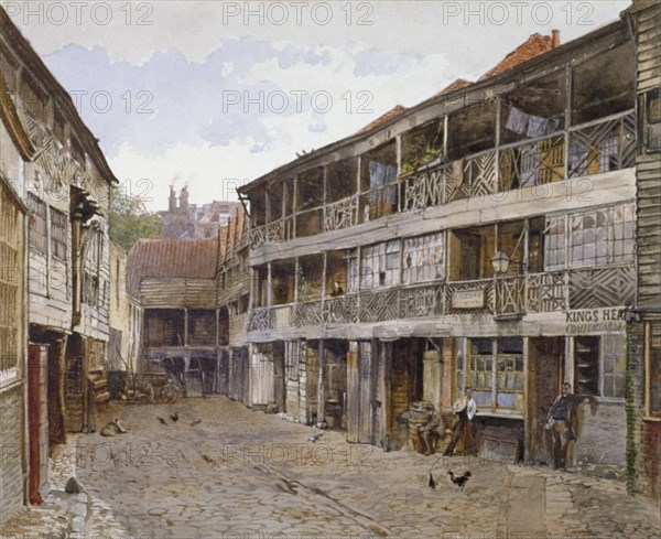 King's Head Inn and King's Head Inn Yard, Borough High Street, Southwark, London, 1879. Artist: John Crowther