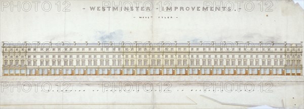 Elevation of proposed houses in Victoria Street, Westminster, London, c1845. Artist: Tyler