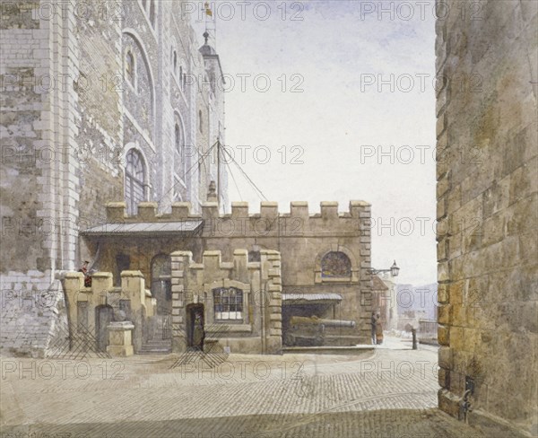 Ordnance Office at the bottom of the White Tower, Tower of London, Stepney, London, 1883. Artist: John Crowther