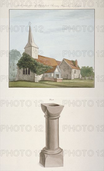 South-west view of St Mary's Church, Stapleford Tawney, Essex, c1800. Artist: Anon