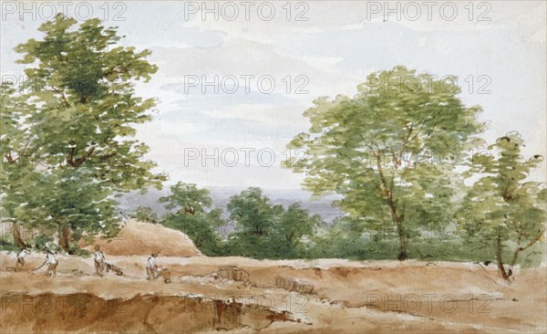 View from the excavations of Highgate Tunnel, London, 1812. Artist: George Arnald