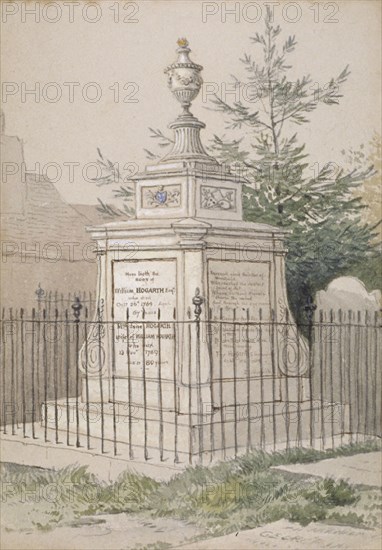 William Hogarth's tomb in St Nicholas' churchyard, Chiswick, Hounslow, London, c1820. Artist: Anon