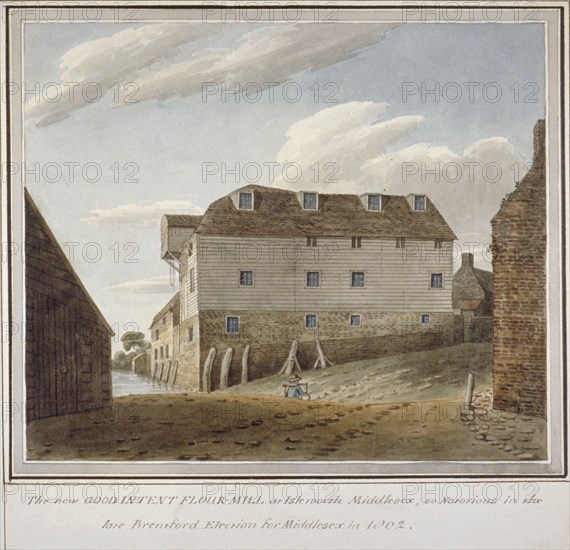 The Good Intent Flour Mill, Isleworth, Middlesex, c1802. Artist: Anon