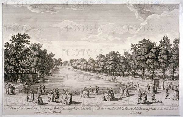 The canal in St James's Park, Westminster, London, c1740. Artist: John Stevens