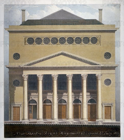 The new Theatre Royal, Haymarket, Westminster, London, 1821. Artist: Robert Blemmell Schnebbelie